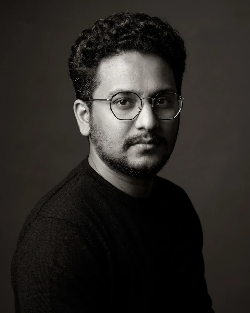 Rakesh Ralla, the maker of rasa, in a black-and-white portrait